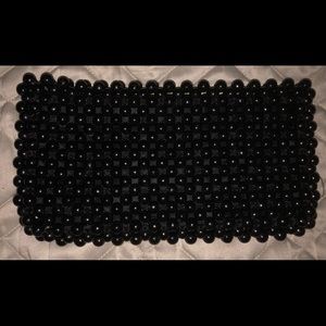 Vintage Clutch Handbag Purse Black Beaded 1950s 1960s Hong Kong Authentic EX